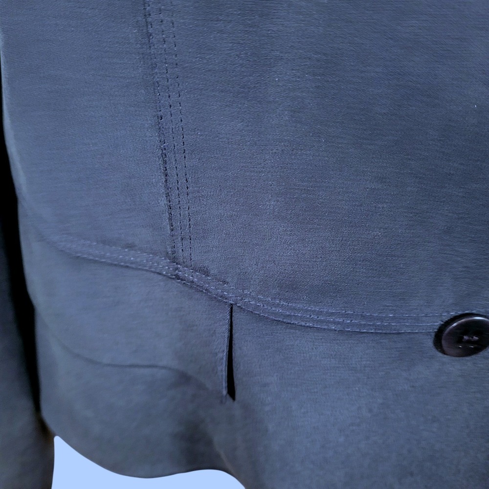 Due Per Due Navy Silk Blazer Vintage 90s 10 Minimalist Old Money Career Packable - Picture 5 of 5
